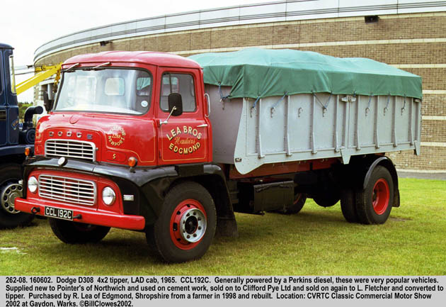 Dodge D308 4x2 Tipper, LAD cab, 1965