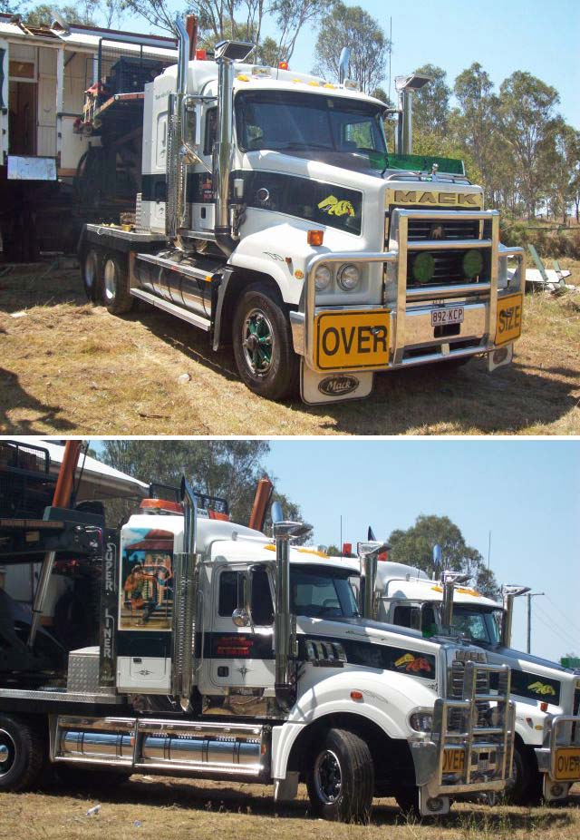 Two Mack Superliners moving a house in Australia