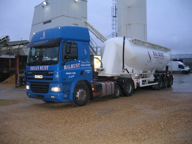 B G Rust DAF CF85 and tanker delivering bulk cement