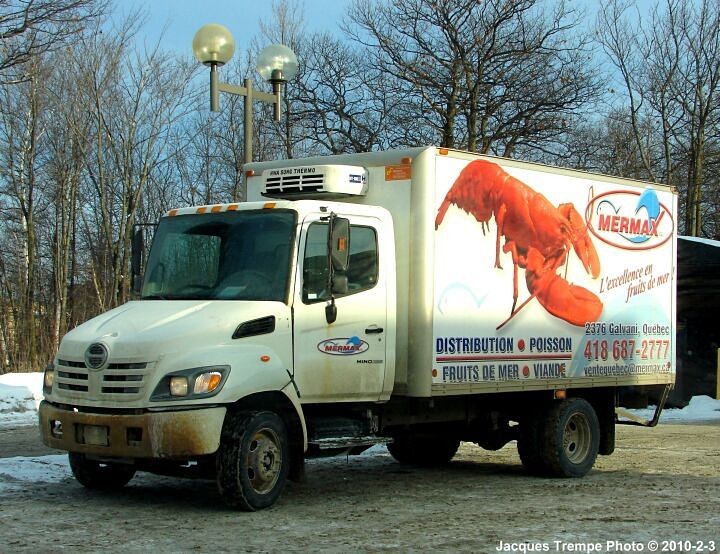 Mermax Hino delivering fresh fish and lobsters in Ste-Foy
