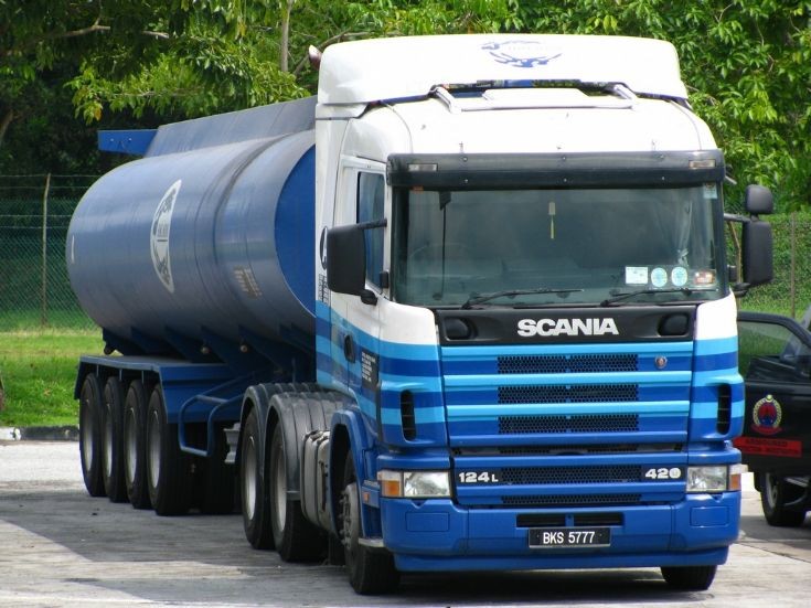 Scania 124L-420 with 4-axle tank trailer