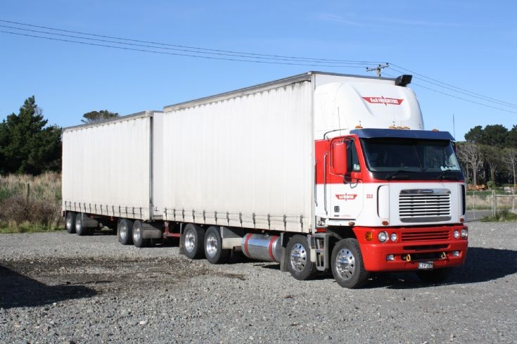 K & S Freighters Freightliner curtain sider at D.T.King & Co. Ltd. Invercargill depot New Zealand