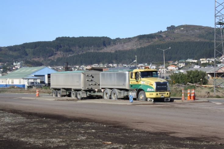 Southern Transport Mack Granite on the weigh bridge at South-Port Bluff