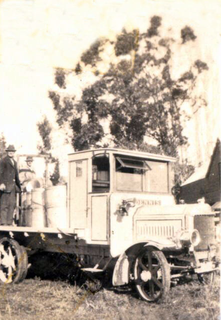 2 1/2 ton Dennis truck with solid rubber tyres, belonging to John Porter, Te Mata, Waikato, New Zealand