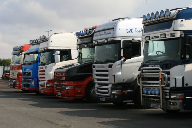 Lorries for sale - sign of the times line-up 18/08/2010.