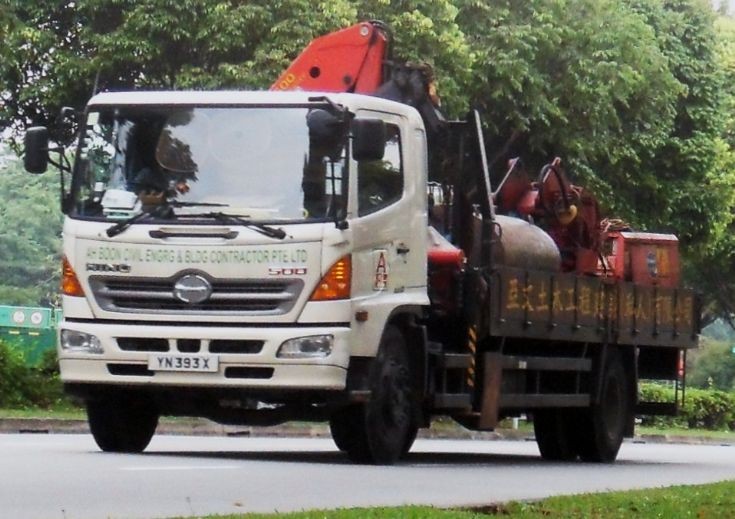 Ah Boon Civil Engineering and Building Contractor Pte Ltd Hino Ranger 500 Series Cargo Truck with Palfinger Hoisting Crane